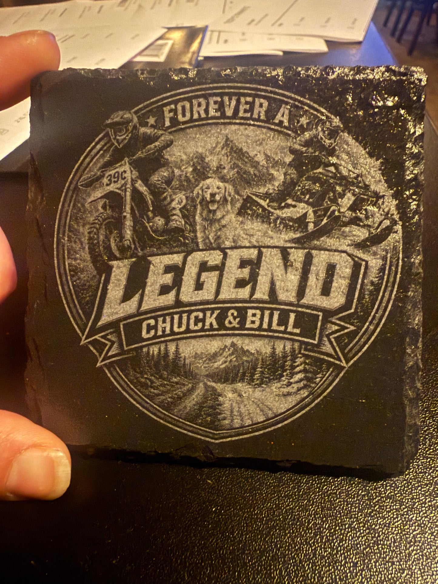 Forever a Legend Slate Coaster