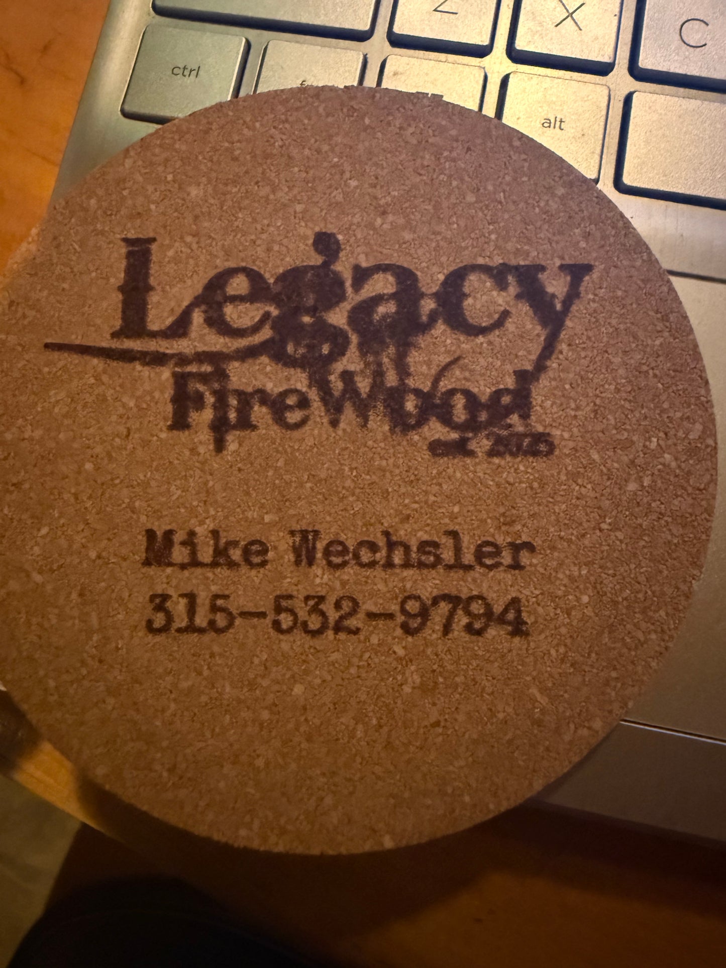 Laser Engraved Cork Coaster