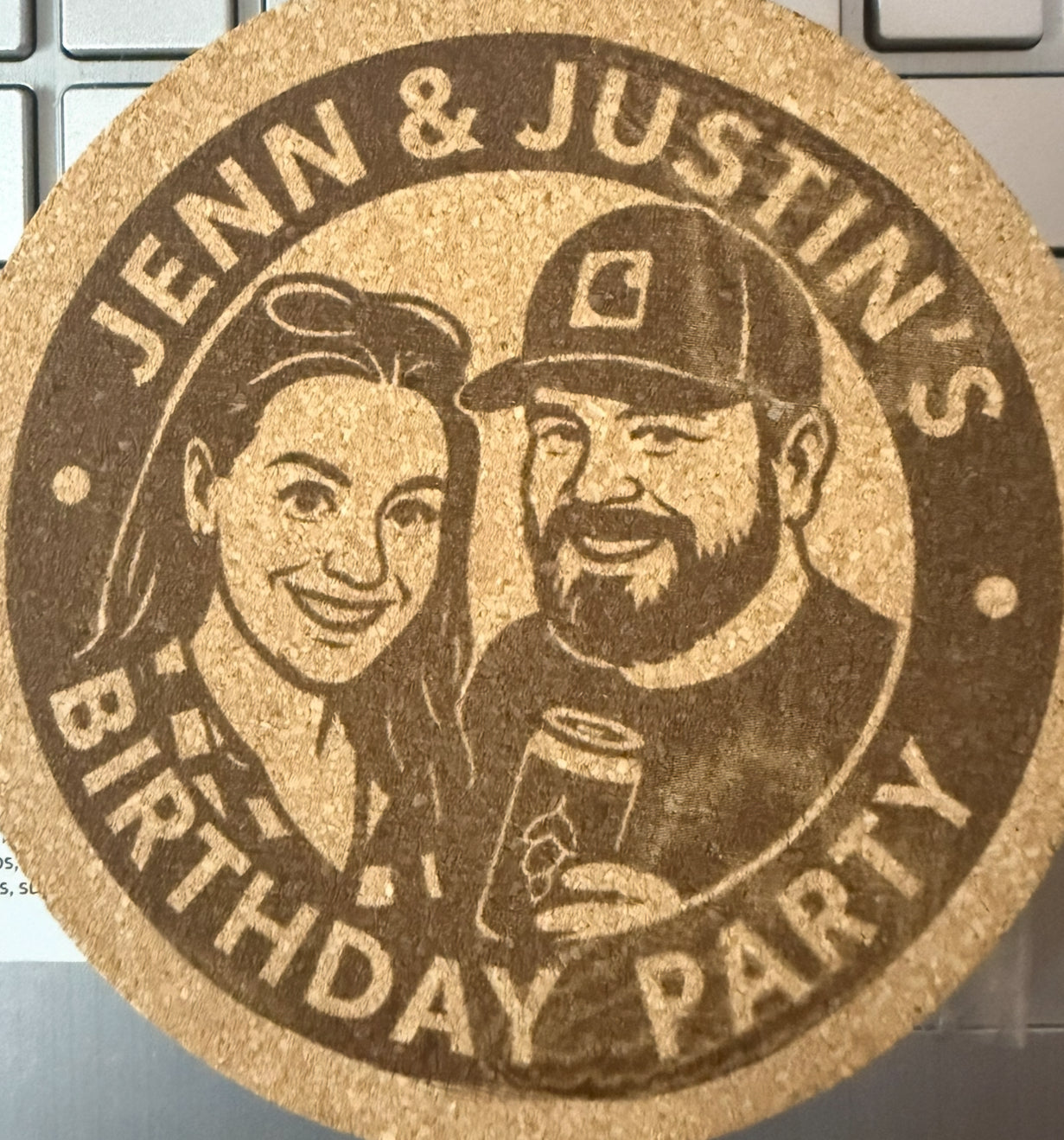 Laser Engraved Cork Coaster