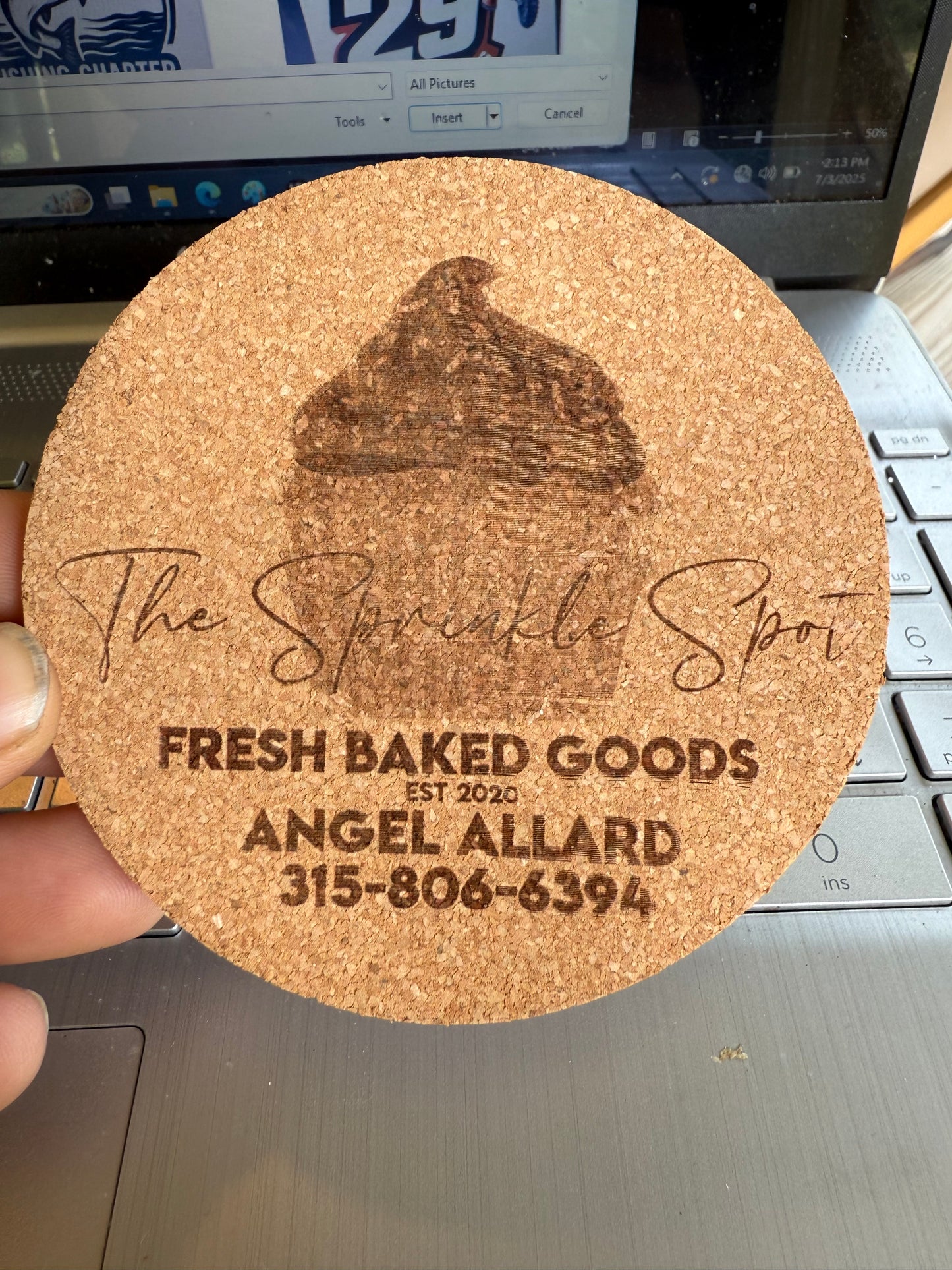 Laser Engraved Cork Coaster