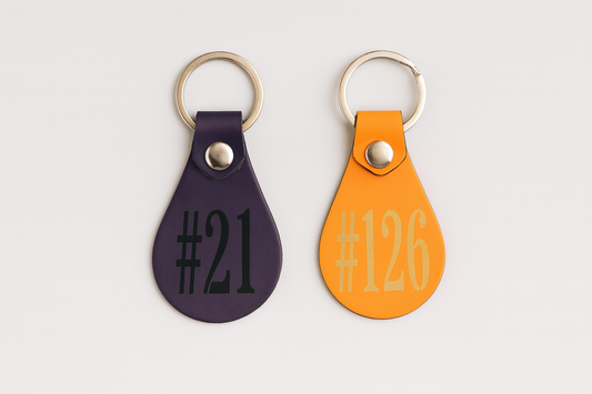 Engraved Sport -Race Number Leather Keychains