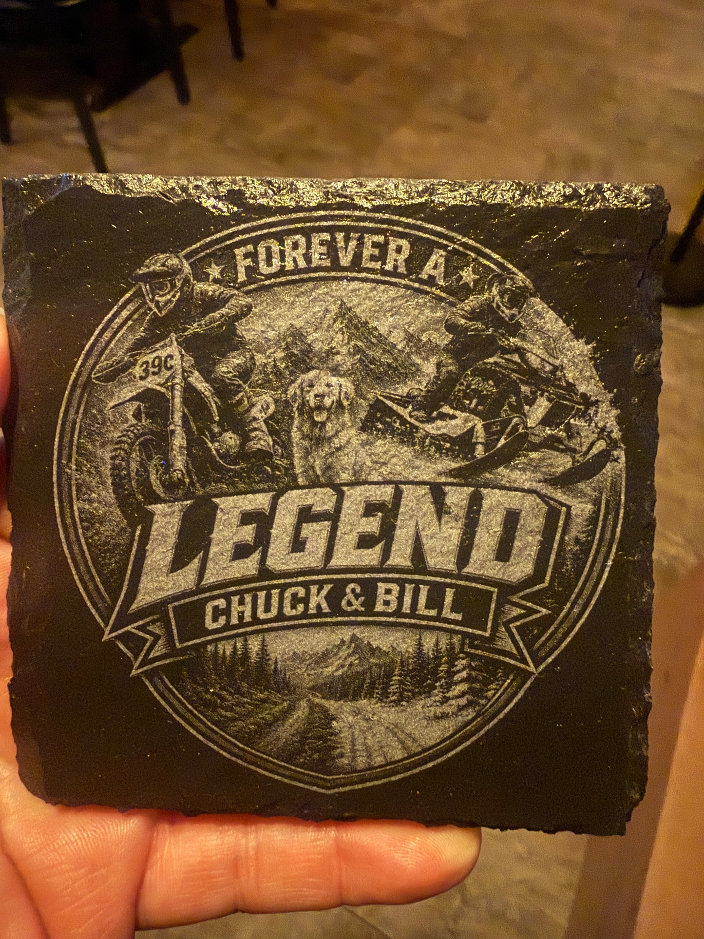 Forever a Legend Slate Coaster
