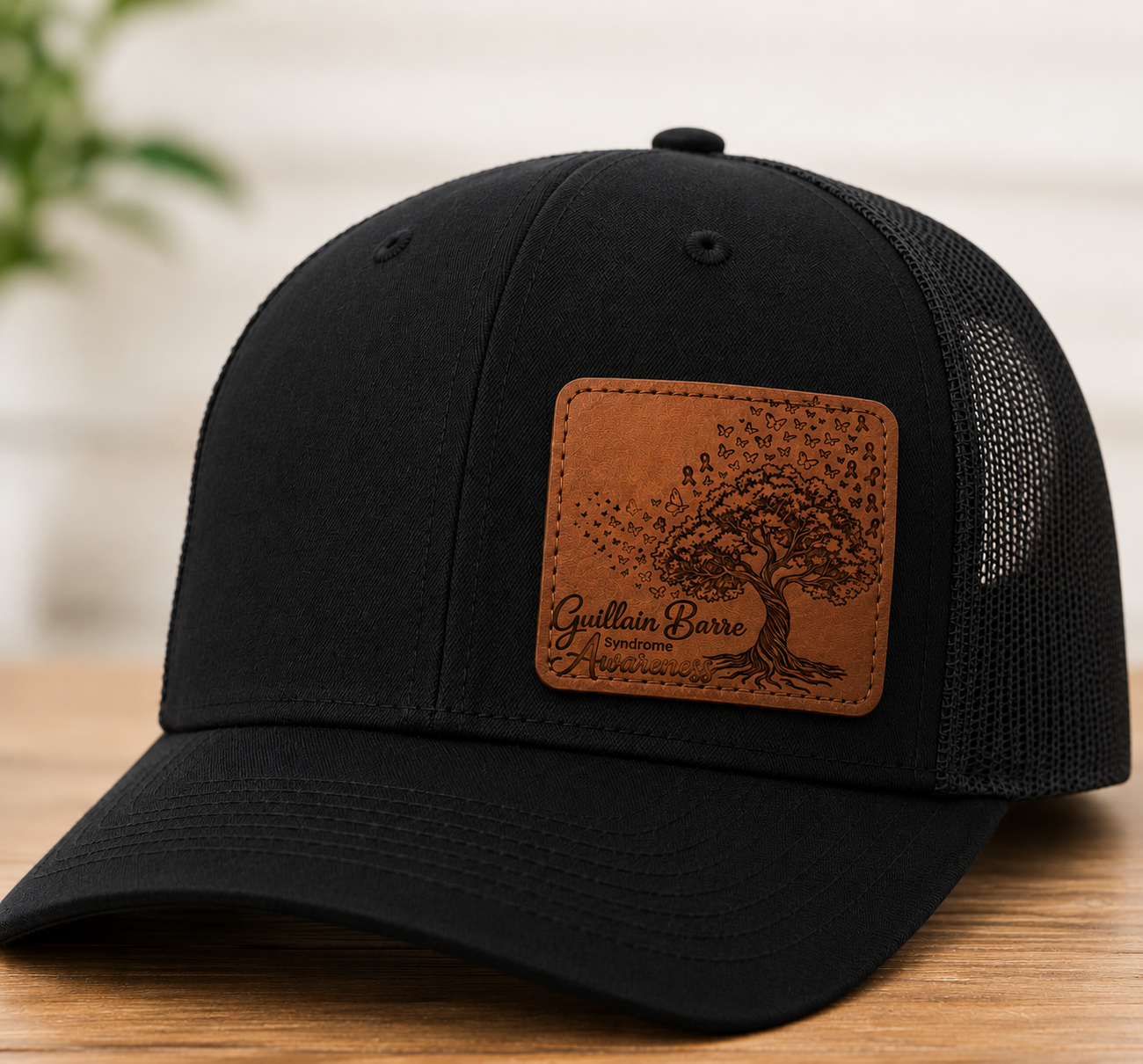 Hat with Leather Engraved Patch